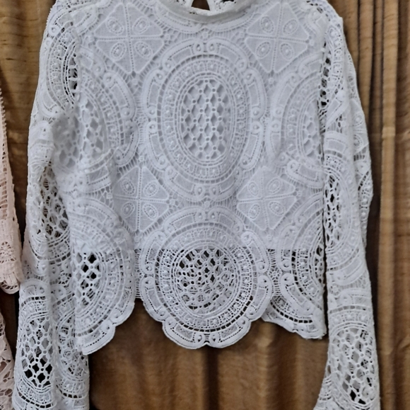 3 set Pink White Black blouses Large fit Cropped Crochet Set - Picture 7 of 16